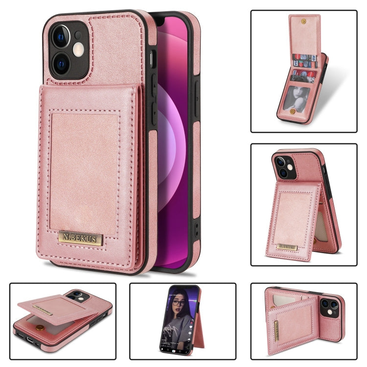 N.BEKUS Custodia per telefono RFID con slot per schede a fogli mobili verticale, For iPhone 12 mini, For iPhone 12 Pro, For iPhone 12 Pro Max, For iPhone 13