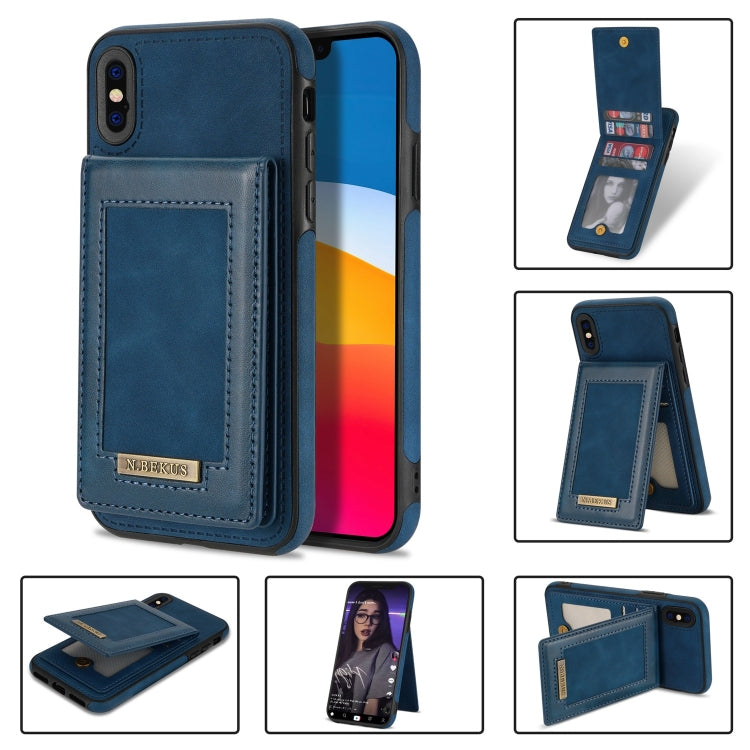 N.BEKUS Custodia per telefono RFID con slot per schede a fogli mobili verticale, For iPhone 12, For iPhone XR, For iPhone XS Max, For iPhone XS / X