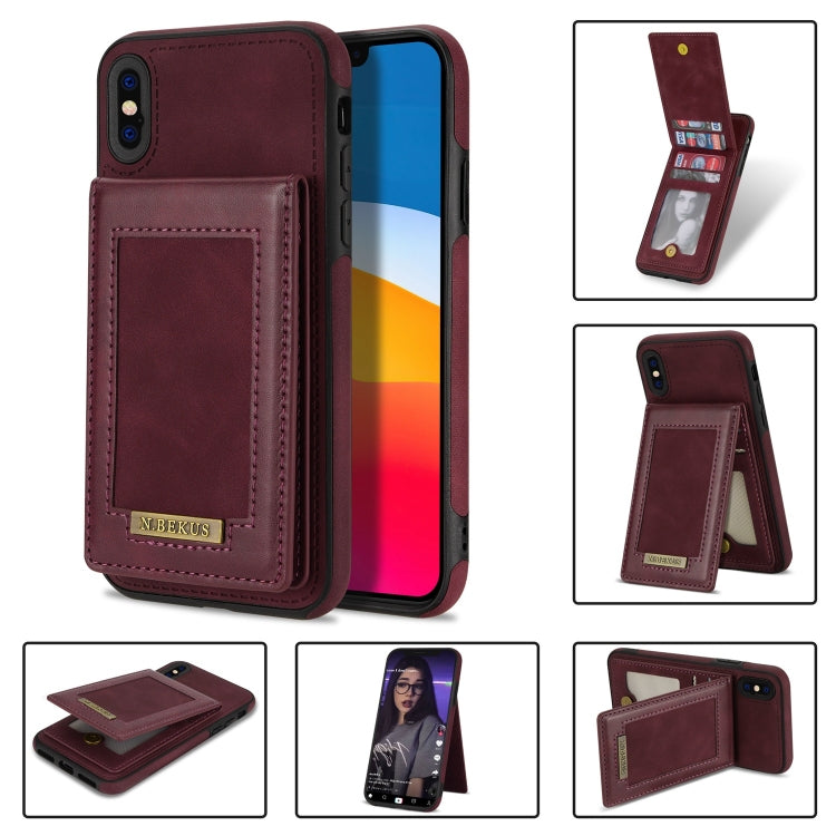 N.BEKUS Custodia per telefono RFID con slot per schede a fogli mobili verticale, For iPhone 12, For iPhone XR, For iPhone XS Max, For iPhone XS / X