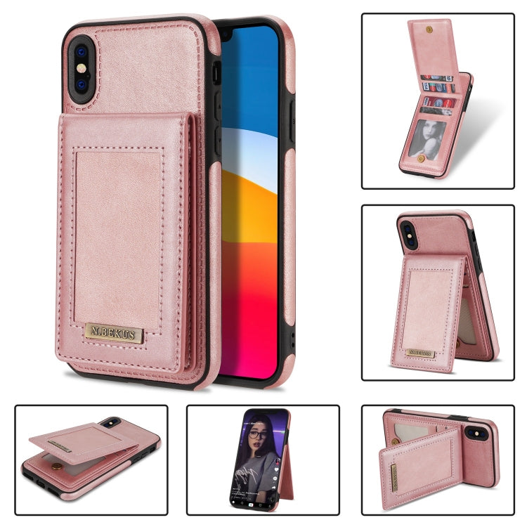 N.BEKUS Custodia per telefono RFID con slot per schede a fogli mobili verticale, For iPhone 12, For iPhone XR, For iPhone XS Max, For iPhone XS / X