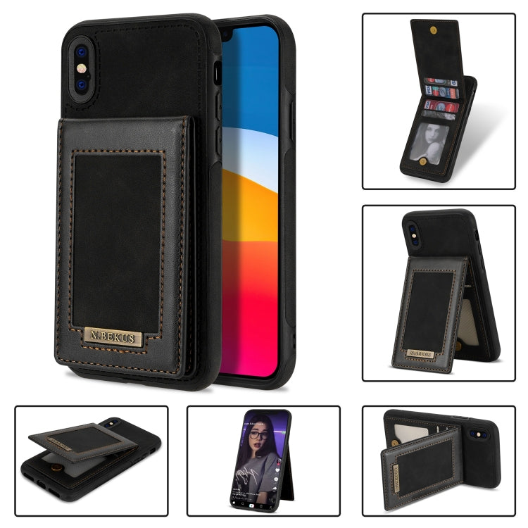 N.BEKUS Custodia per telefono RFID con slot per schede a fogli mobili verticale, For iPhone 12, For iPhone XR, For iPhone XS Max, For iPhone XS / X
