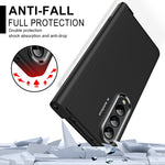 Skin Feel Custodia per telefono flip con cerniera per lenti a contatto bicolore con slot per penna, For Samsung Galaxy Z Fold4