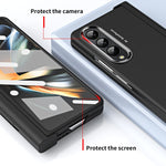 Skin Feel Custodia per telefono flip con cerniera per lenti a contatto bicolore con slot per penna, For Samsung Galaxy Z Fold4