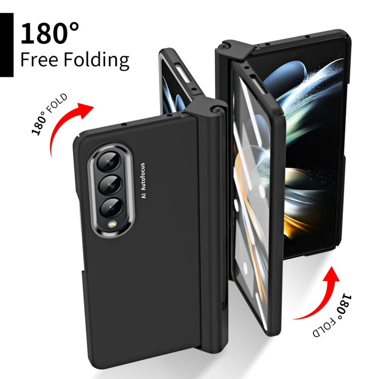Skin Feel Custodia per telefono flip con cerniera per lenti a contatto bicolore con slot per penna, For Samsung Galaxy Z Fold4