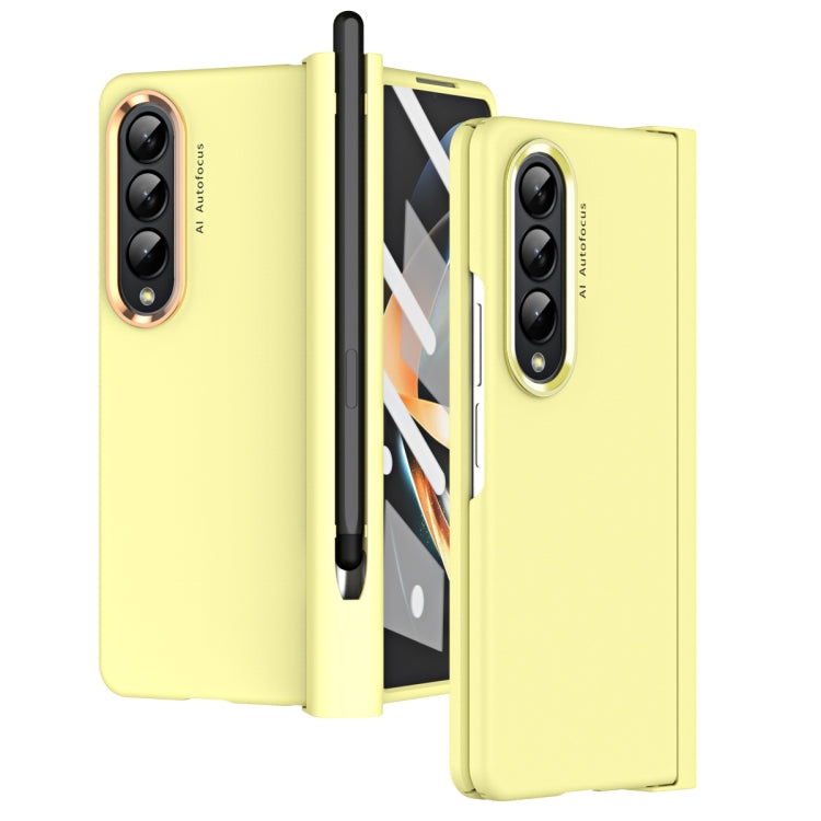 Skin Feel Custodia per telefono flip con cerniera per lenti a contatto bicolore con slot per penna, For Samsung Galaxy Z Fold4