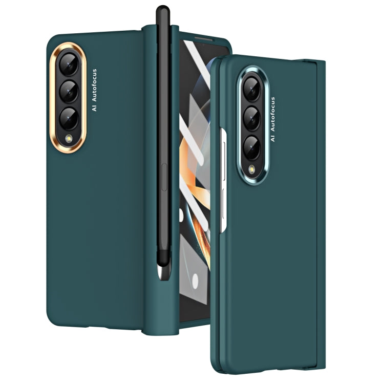 Skin Feel Custodia per telefono flip con cerniera per lenti a contatto bicolore con slot per penna, For Samsung Galaxy Z Fold4