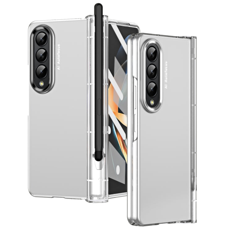 Skin Feel Custodia per telefono flip con cerniera per lenti a contatto bicolore con slot per penna, For Samsung Galaxy Z Fold4