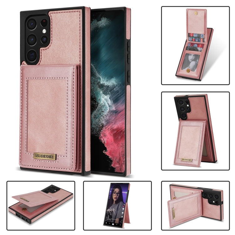 Custodia per telefono RFID con slot per schede a fogli mobili verticale N.Bekus, For Samsung Galaxy S22 Ultra 5G