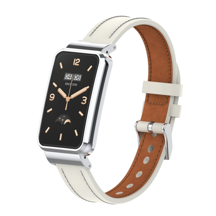 Cinturino per orologio con struttura in metallo in pelle microfibra, For Xiaomi Mi Band 7 Pro