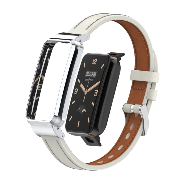 Cinturino per orologio con struttura in metallo in pelle microfibra, For Xiaomi Mi Band 7 Pro