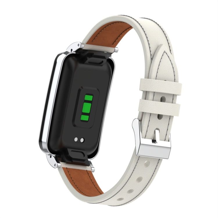 Cinturino per orologio con struttura in metallo in pelle microfibra, For Xiaomi Mi Band 7 Pro