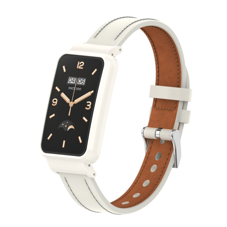Cinturino per orologio con struttura in metallo in pelle microfibra, For Xiaomi Mi Band 7 Pro