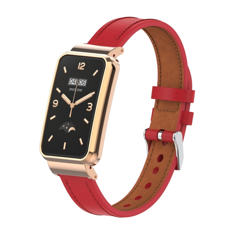 Cinturino per orologio con struttura in metallo in pelle microfibra, For Xiaomi Mi Band 7 Pro