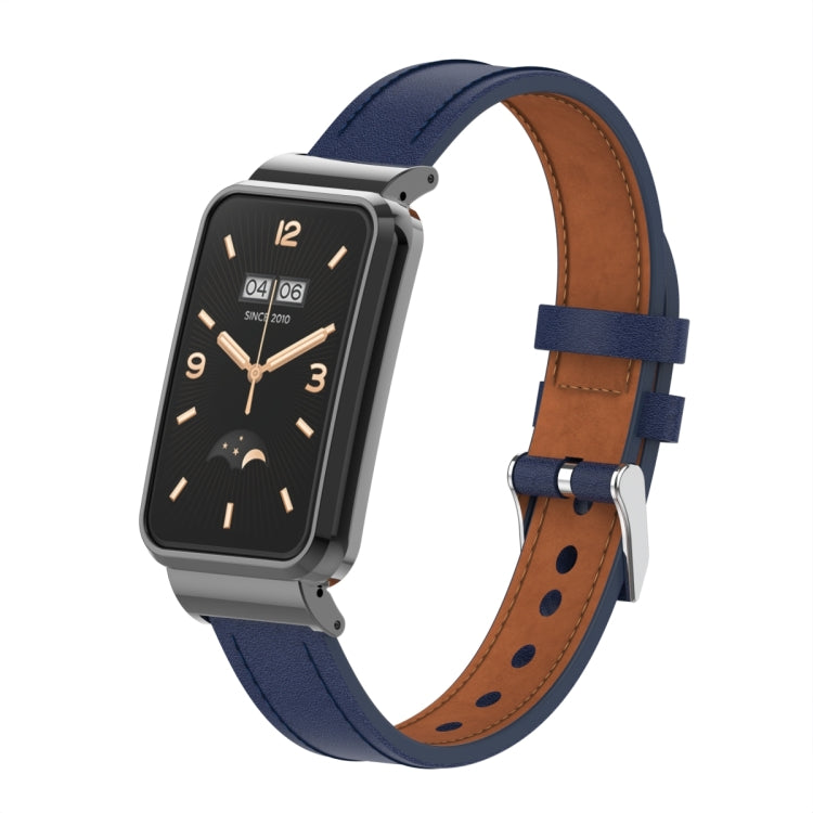 Cinturino per orologio con struttura in metallo in pelle microfibra, For Xiaomi Mi Band 7 Pro