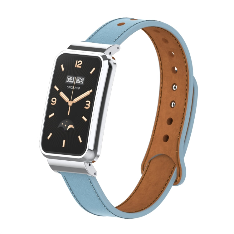Cinturino per orologio con montatura in metallo in pelle con doppia borchia, For Xiaomi Mi Band 7 Pro