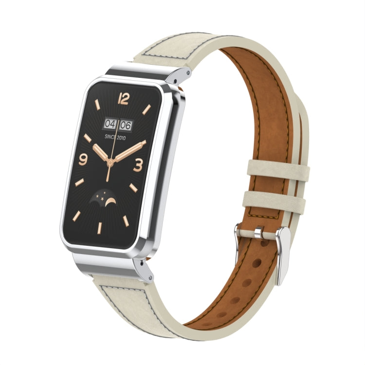 Cinturino per orologio con montatura in metallo in pelle a vita piccola, For Xiaomi Mi Band 7 Pro