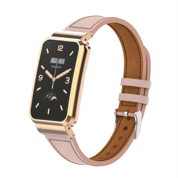 Cinturino per orologio con montatura in metallo in pelle a vita piccola, For Xiaomi Mi Band 7 Pro