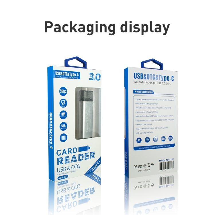 Lettore di schede OTG multifunzionale femmina USB 3.0 ADS-103, ADS-103