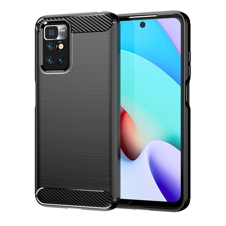 Custodia in TPU in fibra di carbonio con trama spazzolata, For Xiaomi Redmi 10 2022