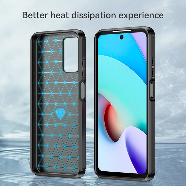Custodia in TPU in fibra di carbonio con trama spazzolata, For Xiaomi Redmi 10 2022