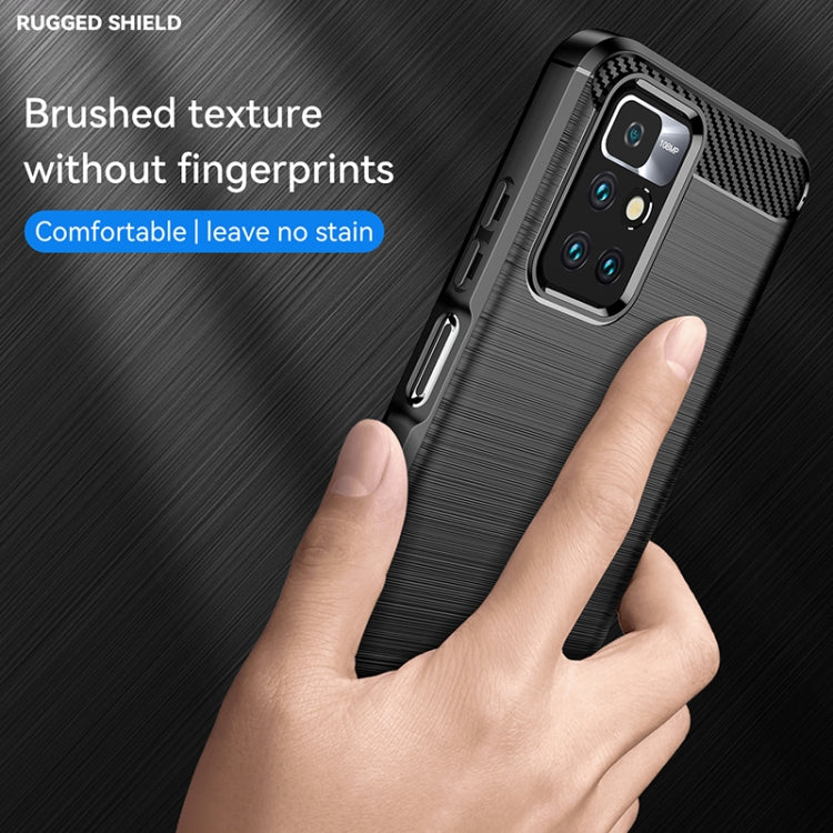 Custodia in TPU in fibra di carbonio con trama spazzolata, For Xiaomi Redmi 10 Prime 2022