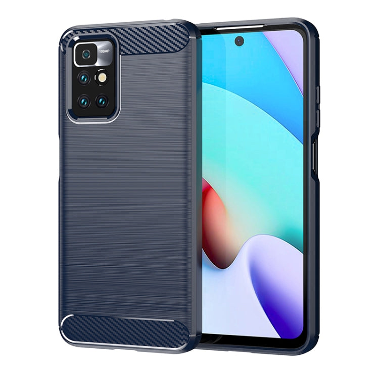 Custodia in TPU in fibra di carbonio con trama spazzolata, For Xiaomi Redmi 10 Prime 2022