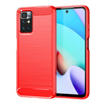 Custodia in TPU in fibra di carbonio con trama spazzolata, For Xiaomi Redmi 10 Prime 2022