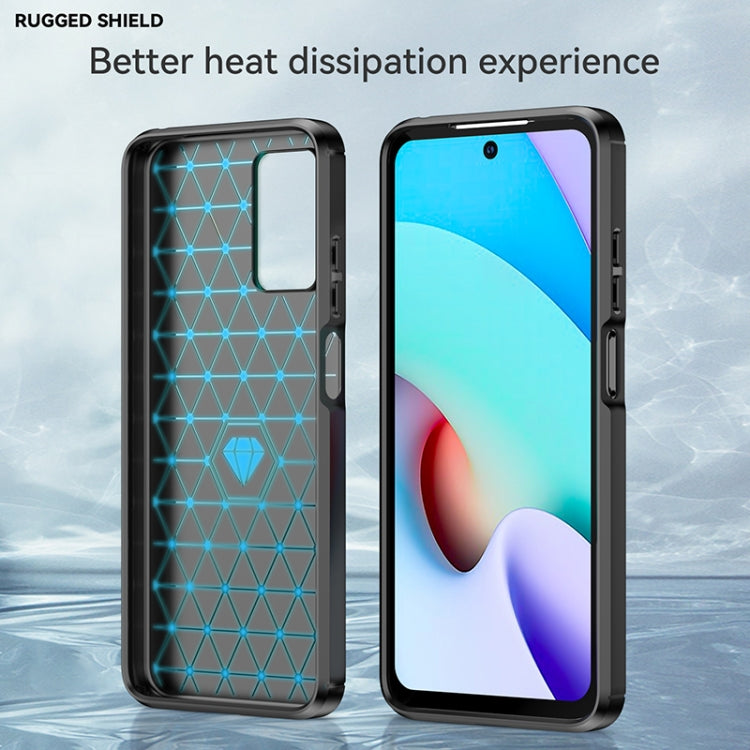 Custodia in TPU in fibra di carbonio con trama spazzolata, For Xiaomi Redmi 10 / 10 Prime
