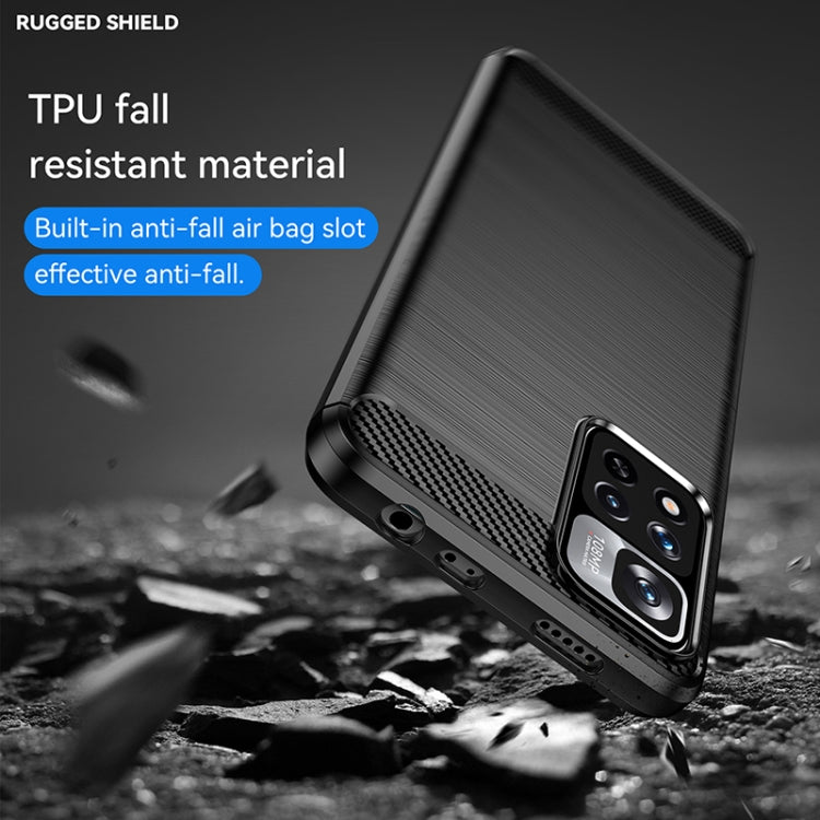 Custodia in TPU in fibra di carbonio con trama spazzolata, For Xiaomi Redmi Note 11 Pro / Note 11 Pro+
