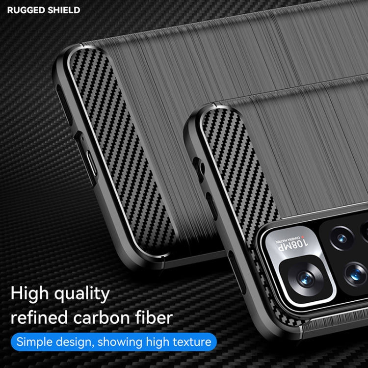 Custodia in TPU in fibra di carbonio con trama spazzolata, For Xiaomi Redmi Note 11 Pro / Note 11 Pro+