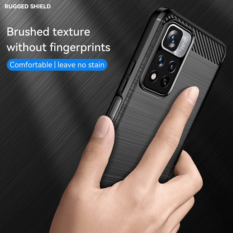Custodia in TPU in fibra di carbonio con trama spazzolata, For Xiaomi Redmi Note 11 Pro / Note 11 Pro+