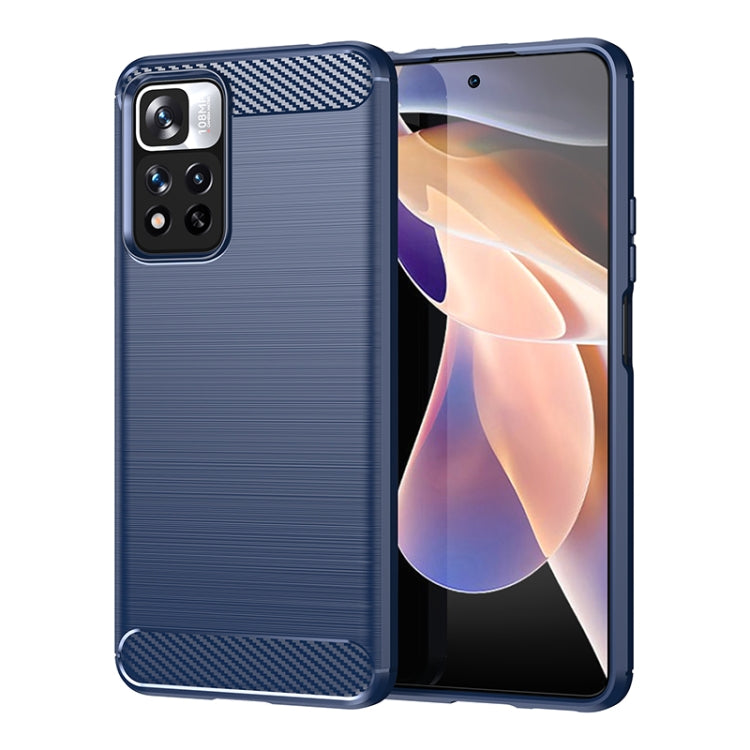 Custodia in TPU in fibra di carbonio con trama spazzolata, For Xiaomi Redmi Note 11 Pro / Note 11 Pro+