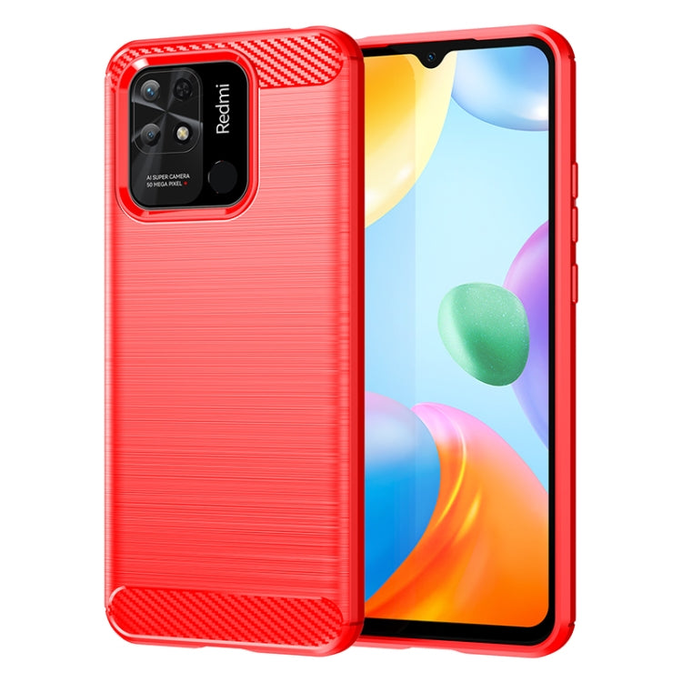 Custodia in TPU in fibra di carbonio con trama spazzolata, For Xiaomi Redmi 10 Power