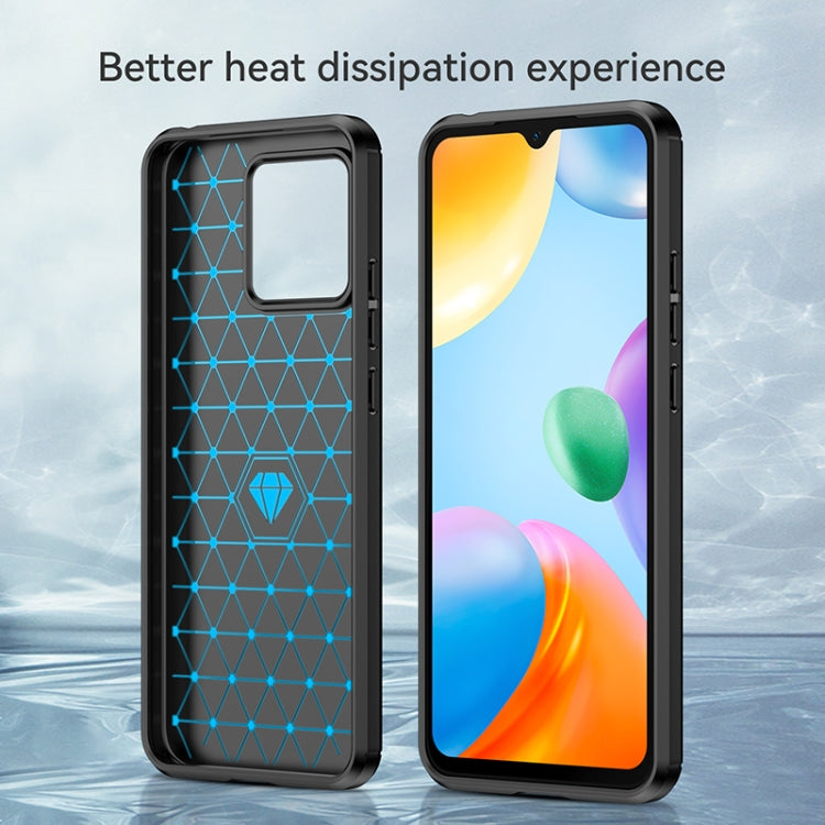 Custodia in TPU in fibra di carbonio con trama spazzolata, For Xiaomi Redmi 10C