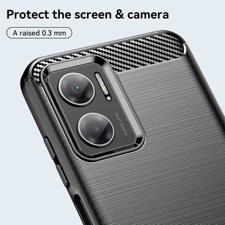 Custodia in TPU in fibra di carbonio con trama spazzolata, For Xiaomi Redmi 10 Prime+ 5G