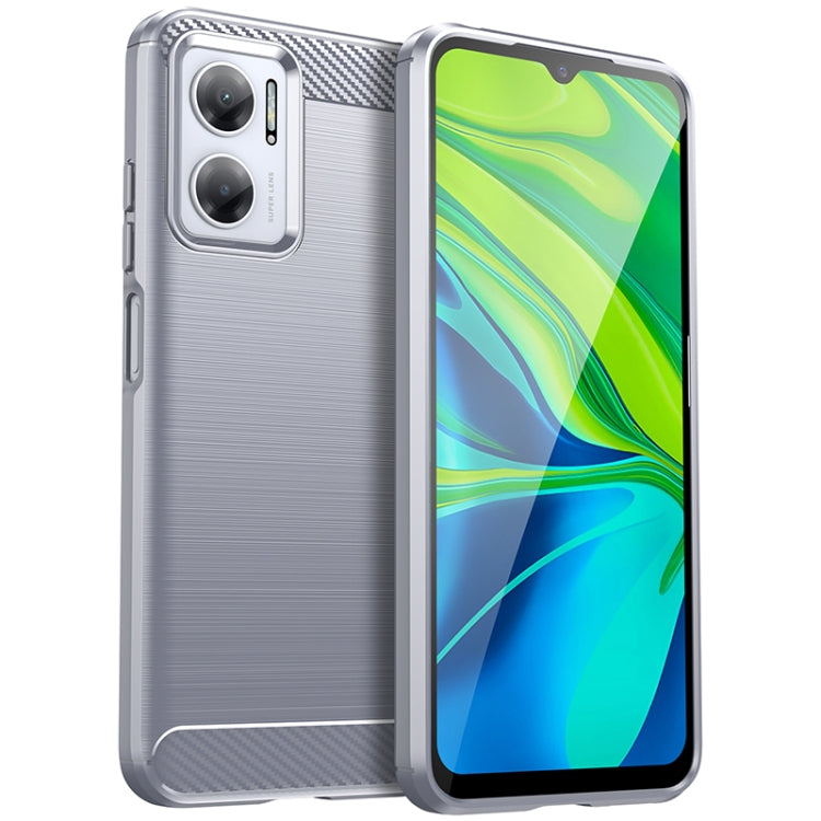 Custodia in TPU in fibra di carbonio con trama spazzolata, For Xiaomi Redmi 10 Prime+ 5G