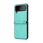 Custodia per telefono in pelle con trama in pelle di agnello con cordino, For Samsung Galaxy Z Flip4