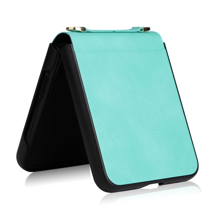 Custodia per telefono in pelle con trama in pelle di agnello con cordino, For Samsung Galaxy Z Flip4