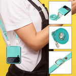Custodia per telefono in pelle con trama in pelle di agnello con cordino, For Samsung Galaxy Z Flip4