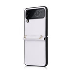 Custodia per telefono in pelle con trama twill con cordino, For Samsung Galaxy Z Flip4