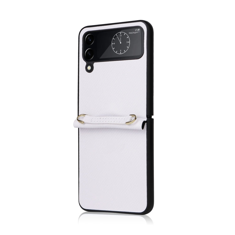 Custodia per telefono in pelle con trama twill con cordino, For Samsung Galaxy Z Flip4
