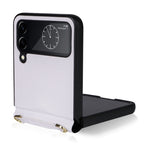 Custodia per telefono in pelle con trama twill con cordino, For Samsung Galaxy Z Flip4