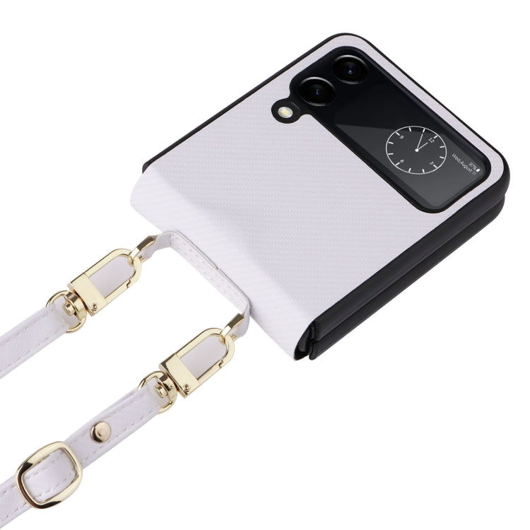 Custodia per telefono in pelle con trama twill con cordino, For Samsung Galaxy Z Flip4