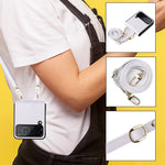 Custodia per telefono in pelle con trama twill con cordino, For Samsung Galaxy Z Flip4