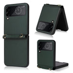 Custodia per telefono in pelle con trama twill con cordino, For Samsung Galaxy Z Flip4