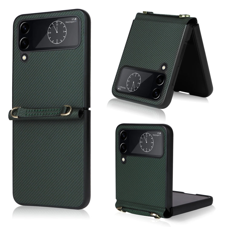 Custodia per telefono in pelle con trama twill con cordino, For Samsung Galaxy Z Flip4