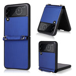 Custodia per telefono in pelle con trama twill con cordino, For Samsung Galaxy Z Flip4