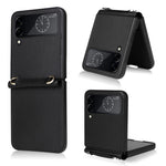 Custodia per telefono in pelle con trama twill con cordino, For Samsung Galaxy Z Flip4