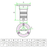 Bocchettone di rifornimento carburante universale per yacht in acciaio inossidabile, 1-1/2 inch, 2 inch