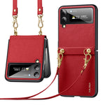 Custodia per telefono SULADA in pelle con texture Litchi + TPU con cinturino, For Samsung Galaxy Z Flip4